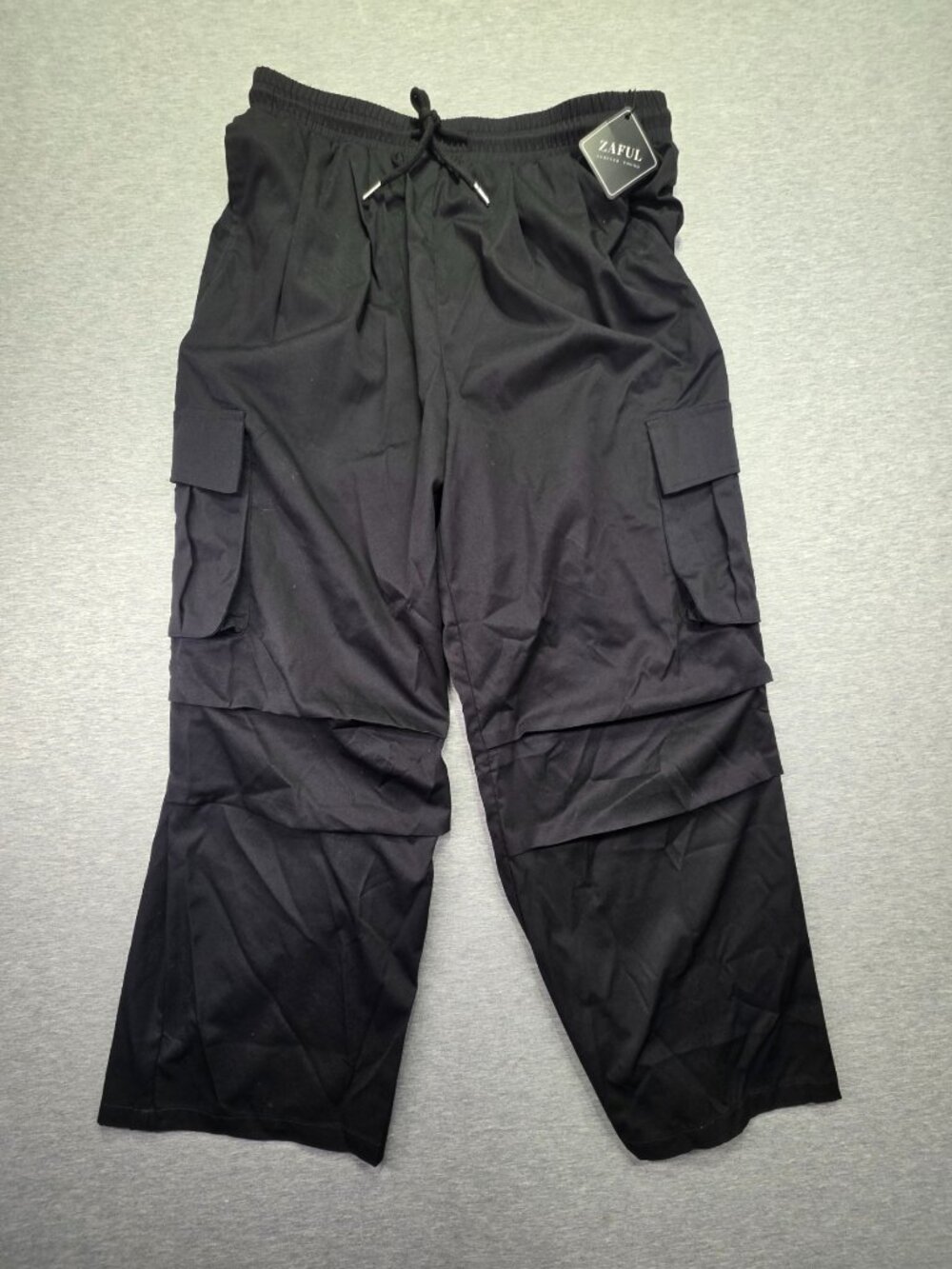 Zaful baggy cargo pants black size large